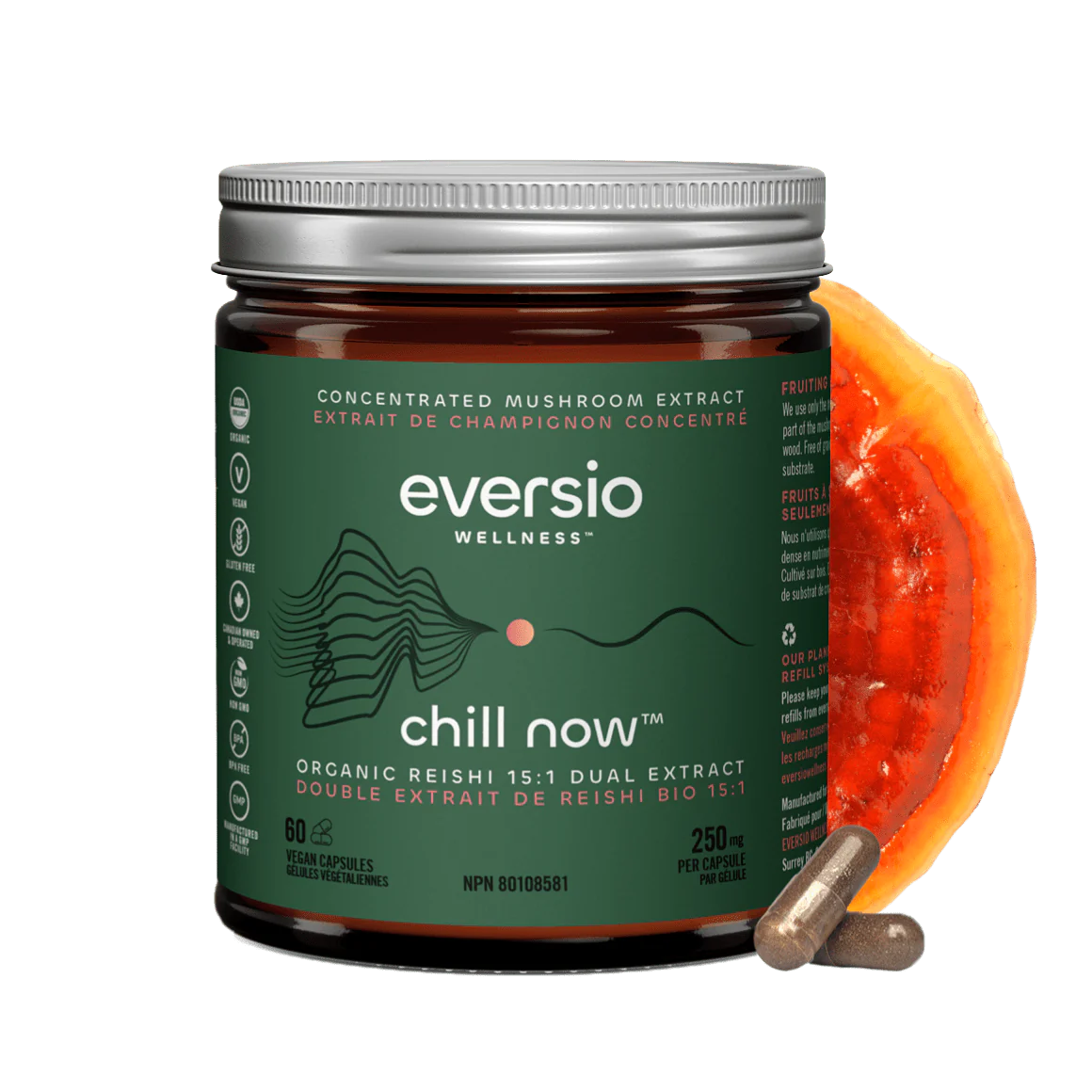 CHILL Now - Organic Reishi Mushroom 15:1 Dual Extract Capsules